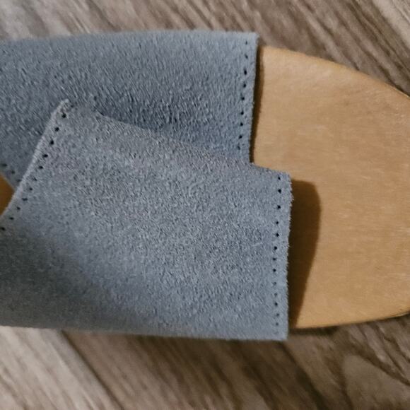 New York Lites wooden Sandal in gray suede leather sandals clogs  size 10 - Picture 4 of 17